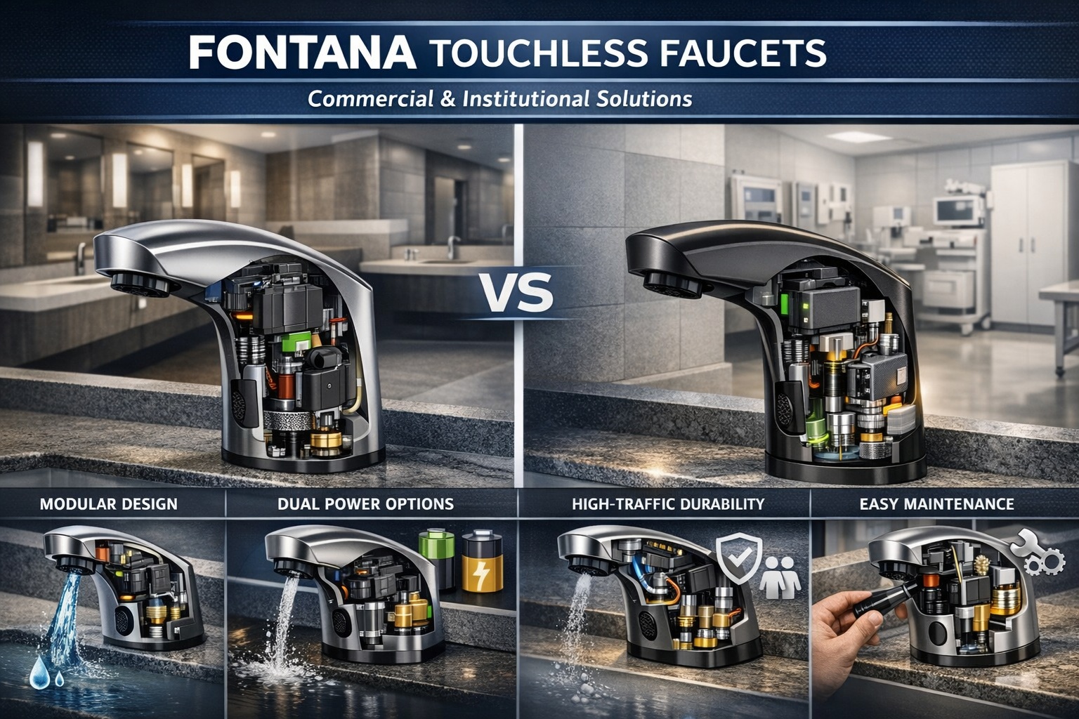Fontana touchless faucets in commercial and institutional settings